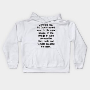 Genesis 1:27 King James Version Bible Verse Typography Kids Hoodie